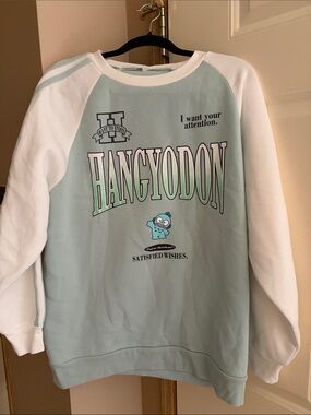 HANGYODON Mint & White Raglan Sweatshirt - BNWT from Japan Authentic Sanrio